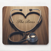 Stationsleiter-Geschenk Stethoskop Herz Holzmaseru Mousepad (Vorne)