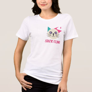 Statische Haftkatze – Retro-80er geometrisch Tri-Blend Shirt