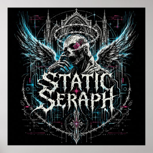 Statische Seraph-Gotik-Cyberpunk-Grafik Poster (Vorne)