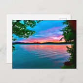 statischer, rosa und blauer Sonnenuntergang auf de Postkarte (Vorne/Hinten)