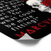 Statisches Zitat Marcus Aurelius und Schädel-Stoik Poster (Ecke)