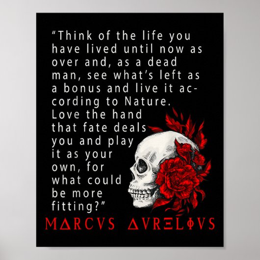 Statisches Zitat Marcus Aurelius und Schädel-Stoik Poster (Vorne)