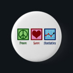 Statistiken zur Liebe des Friedens Button<br><div class="desc">Peace Liebe Statistics Gift. Ein cooles statistisches Design mit einem Friedenszeichen,  einem Herz und einem Diagramm mit statistischen Daten für einen Statistiker.</div>