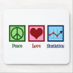 Statistiken zur Liebe des Friedens Mousepad<br><div class="desc">Peace Liebe Statistics Gift. Ein cooles statistisches Design mit einem Friedenszeichen,  einem Herz und einem Diagramm mit statistischen Daten für einen Statistiker.</div>