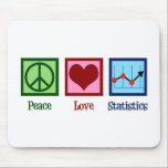 Statistiken zur Liebe des Friedens Mousepad<br><div class="desc">Peace Liebe Statistics Gift. Ein cooles statistisches Design mit einem Friedenszeichen,  einem Herz und einem Diagramm mit statistischen Daten für einen Statistiker.</div>