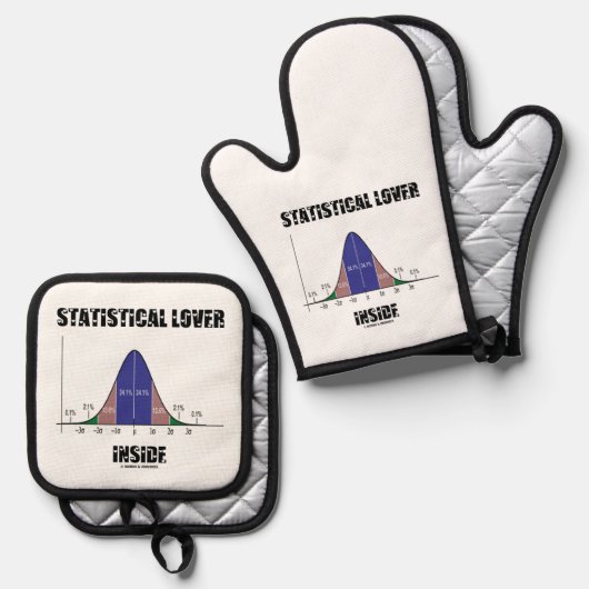 Statistischer Lover Inside Bell Curve Geek Spaß Ofenhandschuh & Topflappen-Set (Vorderseite/Rückseite)