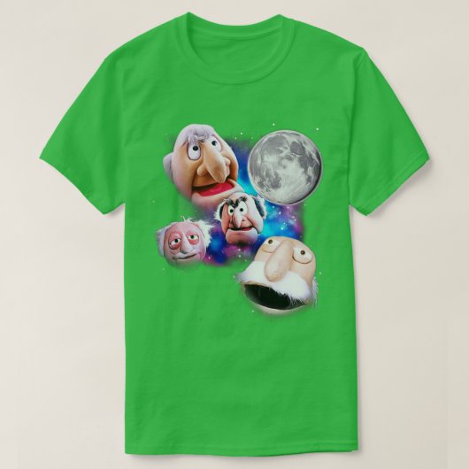 Statler und Waldorf Heckle am Mond T-Shirt (Design vorne)
