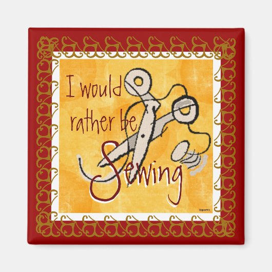 statt durch Nähen (Cranberry) Magnet (Vorne)