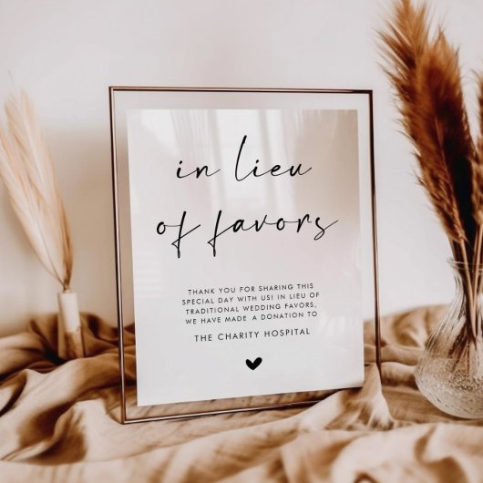 Statt Gefälligkeiten Hochzeitsschild Poster