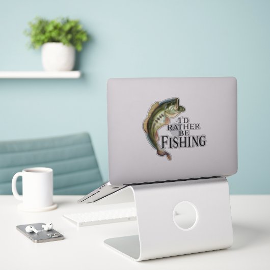 Stattdessen ist der Fisch-Sticker Aufkleber (Laptop auf Schreibtisch)