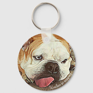 Stattdessen napping, schläfriger Bulldog mit Zunge Schlüsselanhänger