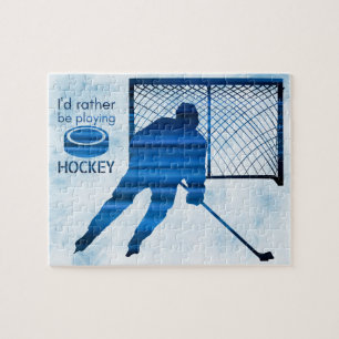 Stattdessen spielen - der blaue Hockey-Spieler Puzzle