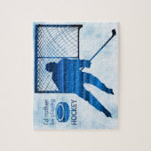 Stattdessen spielen - der blaue Hockey-Spieler Puzzle (Vertikal)