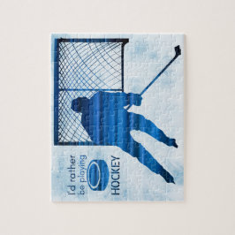 Stattdessen spielen - der blaue Hockey-Spieler Puzzle