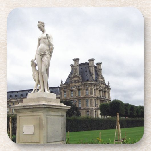 Statue am Louvre Grounds Getränkeuntersetzer (Vorderseite)