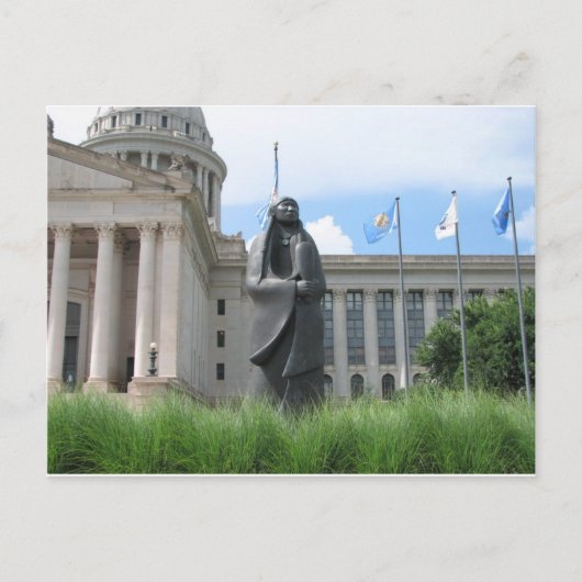 Statue an der Oklahoma-Staats-Hauptstadt Postkarte (Vorderseite)