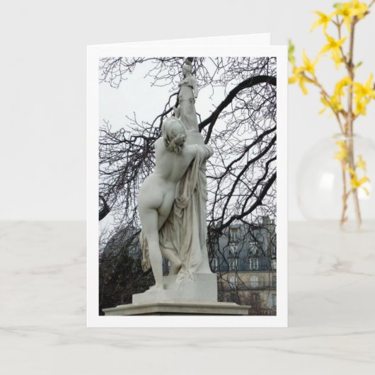 Statue at Avenue des Champs-Élysées, Paris, Frankr Karte (Gelbe Blume)