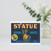 Statue California Bartletts Vintag Crate Label Postkarte (Stehend Vorderseite)