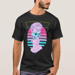 Statue David Bust Glitch Skull 80er Vaporwave Past T-Shirt