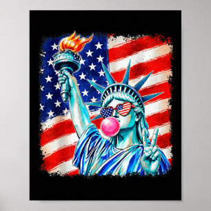 Statue der Freiheit pustet Blasen Frauen patriotis Poster