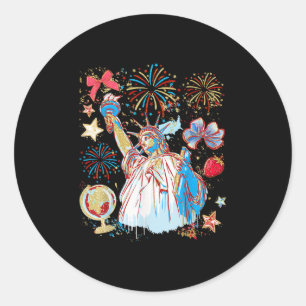 Statue der Freiheit Retro Feuerwerk 4. Juli Amer Runder Aufkleber