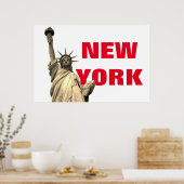 Statue der Freiheit Sepia Red White Poster (Küche)