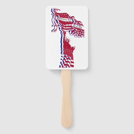 Statue der Freiheitsamerikanischen Flagge und Ihr Fächer (Rückseite)