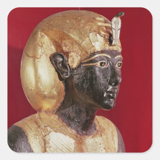 Statue der Lebensgröße von Tutankhamun Quadratischer Aufkleber (Vorderseite)