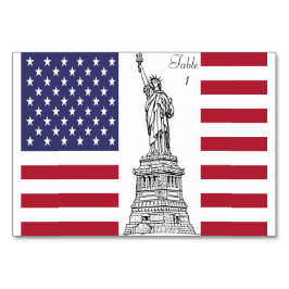 Statue der liberty American Flag Table Card Tischnummer