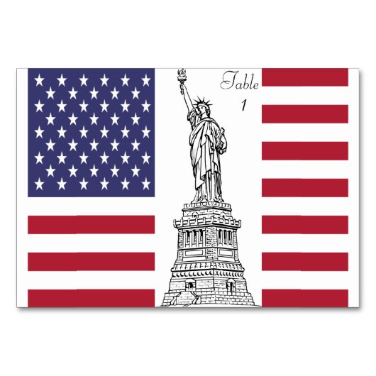 Statue der liberty American Flag Table Card Tischnummer (Vorderseite)