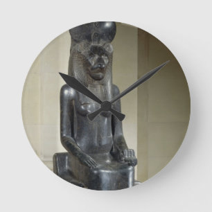 Statue der Löwe-köpfigen Göttin Sekhmet, vom Th Runde Wanduhr