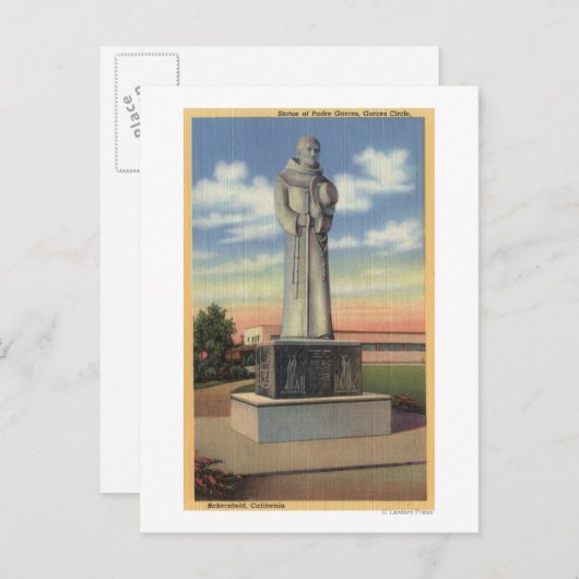 Statue der Padre Garces im Garzenzirkel Postkarte (Vorne/Hinten)