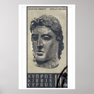 Statue des Apollo - Zypern - Briefmarken Druck Poster