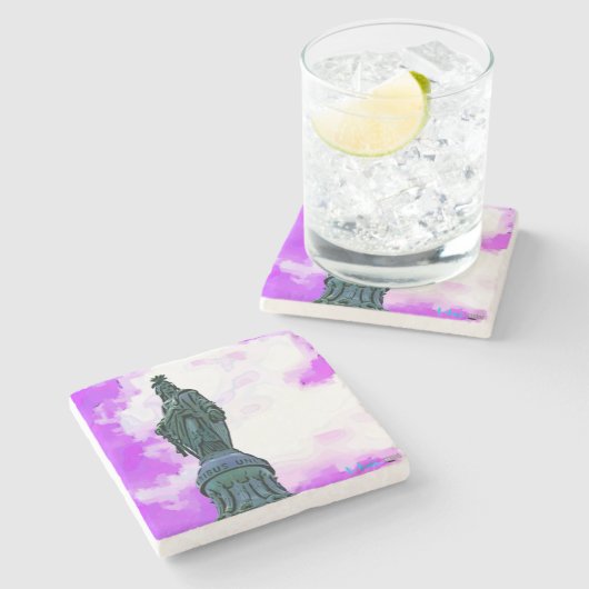 Statue des Freiheits-Stein-Untersetzer Steinuntersetzer (Seitenansicht)