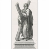 Statue des Heiligen Andreas Apostel mit Kreuz Aufkleber (Vorderseite)