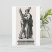 Statue des Heiligen Andreas Apostel mit Kreuz Dankeskarte (Stehend Vorderseite)