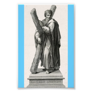 Statue des Heiligen Andreas Apostel mit Kreuz Fotodruck