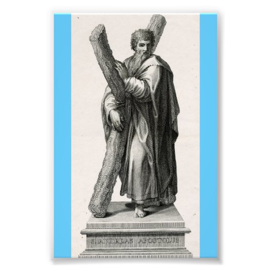 Statue des Heiligen Andreas Apostel mit Kreuz Fotodruck (Vorne)