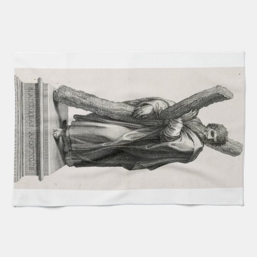 Statue des Heiligen Andreas Apostel mit Kreuz Geschirrtuch (Horizontal)