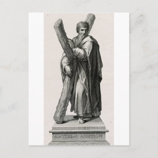 Statue des Heiligen Andreas Apostel mit Kreuz Postkarte (Vorderseite)