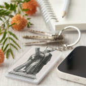 Statue des Heiligen Andreas Apostel mit Kreuz Schlüsselanhänger (Vorderseite rechts)