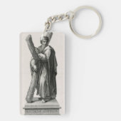Statue des Heiligen Andreas Apostel mit Kreuz Schlüsselanhänger (Rückseite)