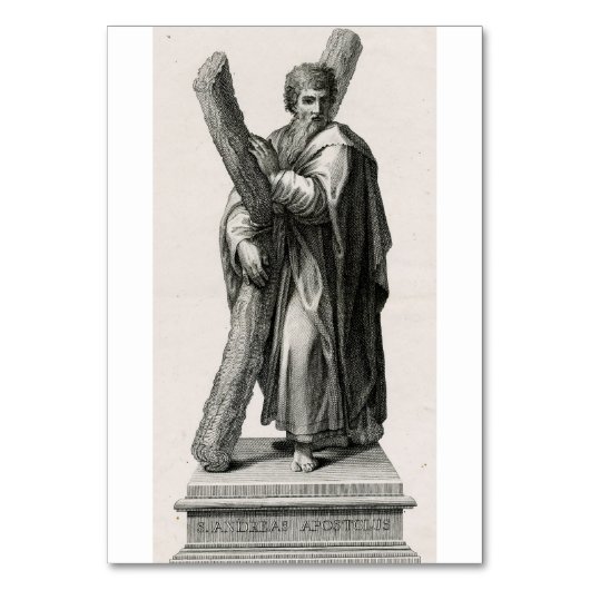 Statue des Heiligen Andreas Apostel mit Kreuz Tischnummer (Vorderseite)