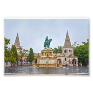 Statue des Heiligen Stephan, Budapest, Ungarn Fotodruck