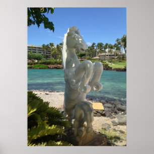 Statue des Hippokamp-(Meer-Pferd), Waikoloa, Poster