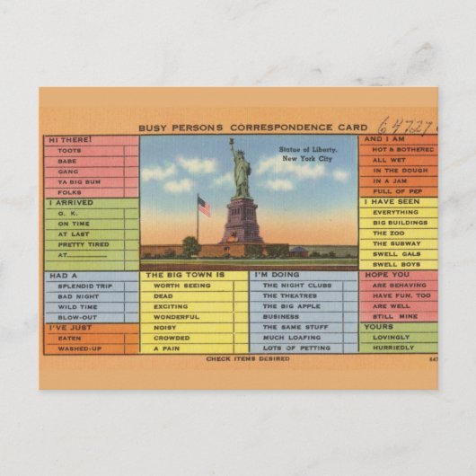Statue des Liberty Joke Postkarte (Vorderseite)