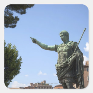 Statue des römischen Kaisers bei dem Forum Romanum Quadratischer Aufkleber