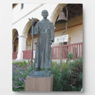 Statue des Vaters Serra bei der Mission Santa Barb Fotoplatte