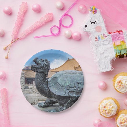 Statue einer Schildkröte in der Verbotenen Stadt - Pappteller (Party)