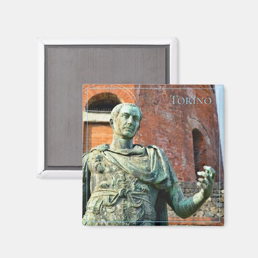 Statue eines Römers vor antiken Ruinen Magnet (Vorderseite/Rückseite)